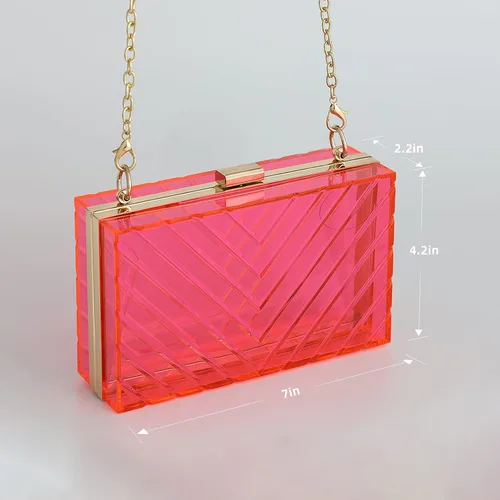 Miniatura 2 de WJCD Bolso de noche transparente para mujer, bolso de mano transparente acrílico transparente