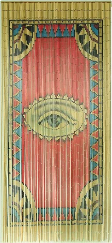 TACHILC Cortina de cuentas para puerta – Cortina bohemia de cuentas para puerta, 35.5 x 78 pulgadas, 90 cuerdas, diseño de ojos pintado a mano,