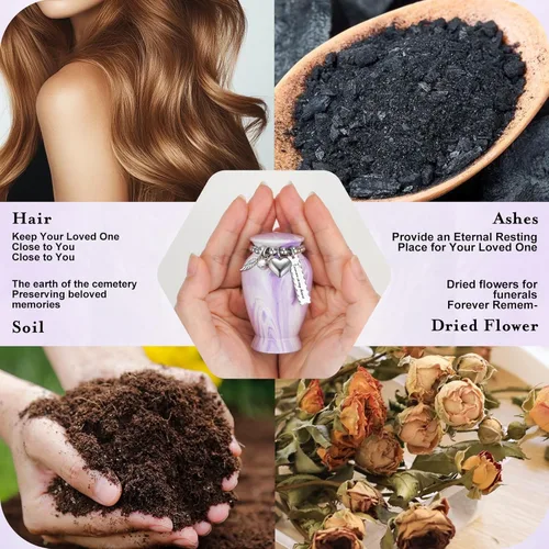 Miniatura 6 de Dletay Urnas pequeñas para cenizas humanas, recuerdo de 2.85 pulgadas, mini urna de cremación conmemorativa para mujeres y hombres, urnas funerarias