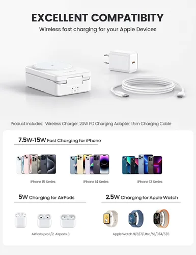 Miniatura 2 de Lamicall Estación de carga inalámbrica para MagSafe - Soporte de carga plegable inalámbrico 3 en 1 para Apple múltiples dispositivos para iPhone 17