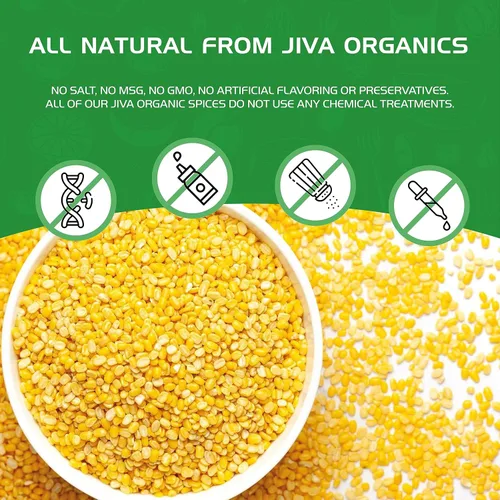 Miniatura 8 de Jiva Moong Dal amarillo orgánico, 2 libras, sin OMG, sin gluten, ideal para Kitchari, frijoles mungos amarillos partidos