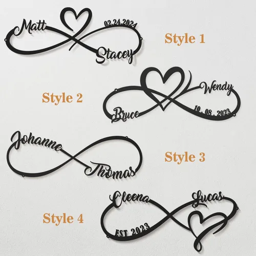 Miniatura 5 de Regalos de Boda para Parejas, Letrero de Metal Personalizado con el Nombre y Fecha de la Pareja, Regalos de Aniversario y del Día de San Valentín