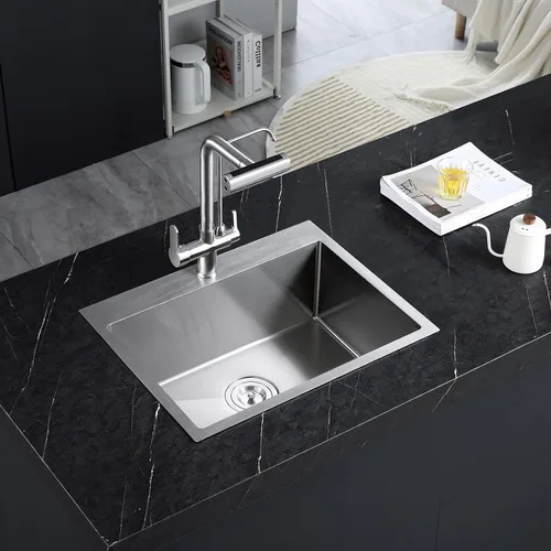 Miniatura 10 de ROVATE Fregadero de cocina de 20 x 16 pulgadas, fregadero de cocina de montaje superior hecho a mano, fregadero de cocina o bar de acero inoxidable