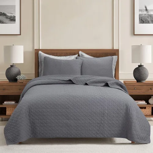 Miniatura 25 de Cozy Line Home Fashions Juego de edredón de ropa de cama de medallón victoriano de algodón 100% blanco sólido matelassé en relieve, colcha ligera
