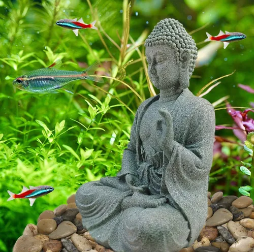 Miniatura 6 de livelyfish Figuras de Buda de piedra asiática para acuario, jardín zen, estatua de pecera, decoración de esculturas de jardín zen, decoración