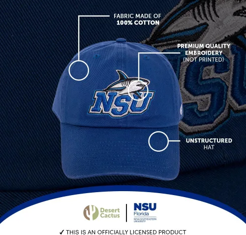 Miniatura 4 de Desert Cactus Nova Southeastern University Baseball Hat NSU Sharks Brimmed Embroidered Cap Adjustable Cloth Strap Adult