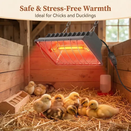 Miniatura 3 de Paquete de 2 calentadores de gallinero de 250 W para perrera, cama para gatos, reptiles e incubadoras, 2 modos de calentamiento para gallinero