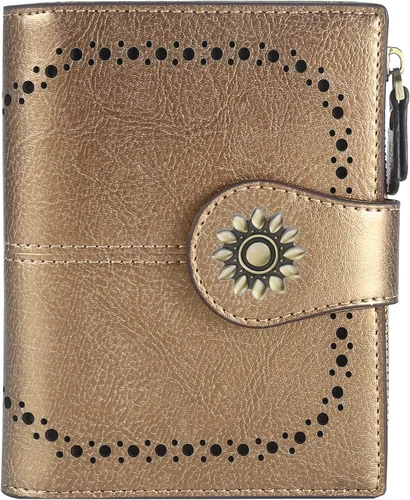 Miniatura 22 de Lavemi Cartera de Piel para Mujer Pequeña Compacta con Bloqueo RFID Estuche para Tarjetas de Crédito Monedero con Bolsillo con Cremallera Small