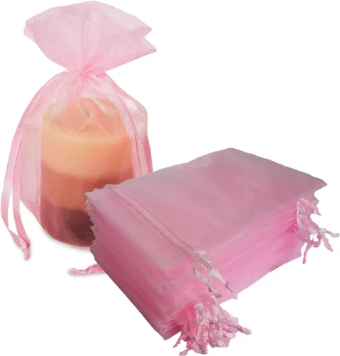 Miniatura 27 de Paquete de 50 bolsas de organza de regalo con cordón verde de 4 x 6 pulgadas para baby shower, Navidad, cumpleaños de bebé, recuerdo de fiesta