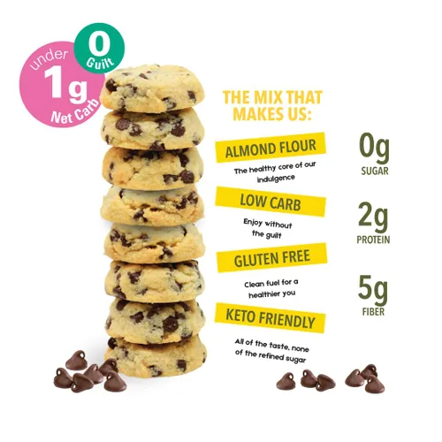 Miniatura 6 de Too Good Gourmet Paquete de 3 galletas con chispas de chocolate keto, aperitivos bajos en carbohidratos, aperitivos sin azúcar para niños y adultos