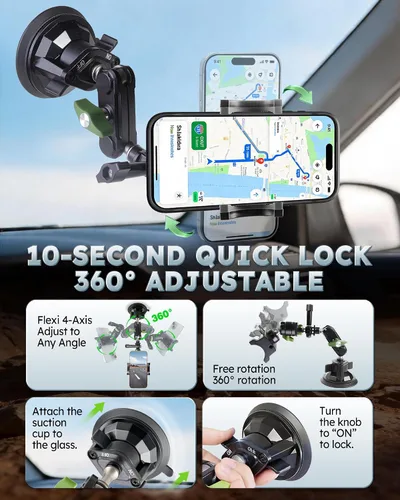 Miniatura 6 de Soporte de teléfono resistente para camión, soporte de teléfono para parabrisas de automóvil, soporte de teléfono Mteal ultraduradero para F- 150