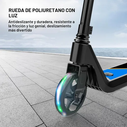 Miniatura 3 de LINGTENG Patinete Eléctrico para Niños de 6 a 10 Años, Patinete de Impulso con Arranque por Patada con Velocidad y Altura Ajustables, Rueda Luminosa