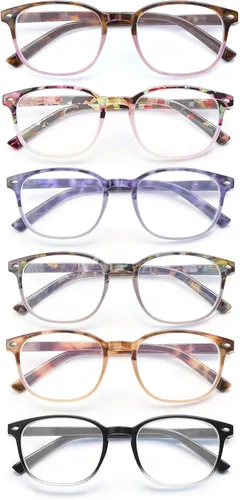 Miniatura 9 de JM Juego de 4 lentes de lectura con bisagra de resorte de calidad, para hombres y mujeres, Paquete de 4 (negro, azul marino, tortuga, tortuga gris)