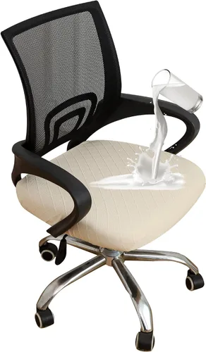 Miniatura 11 de FORCHEER Fundas de asiento para silla de oficina, fundas de cuero elástico impermeable PU para silla de computadora, fundas de cojín para asiento