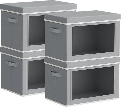 Miniatura 13 de Homsorout Contenedores de almacenamiento con tapas, organizadores pequeños de tela con ventana, contenedores de almacenamiento plegables para ropa