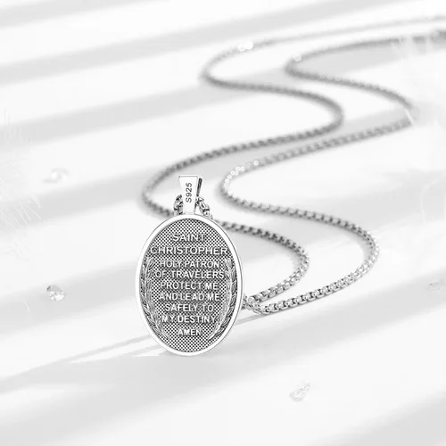 Miniatura 129 de Vito Collar de plata de ley 925 para mujeres y hombres, San Benito, crucifijo, Caravaca, San Cristóbal, San Judas, medalla patronal, amuleto