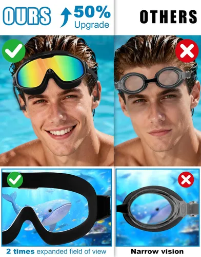 Miniatura 5 de Gafas de natación WIN.MAX, paquete de 2, antivaho, anti UV, con vista clara para hombres, mujeres, niños y niñas, gafas de natación para adultos
