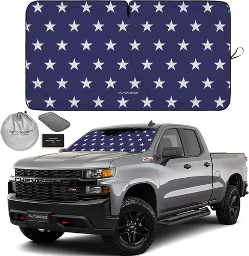 Miniatura 14 de Autoamerics Parasol para parabrisas de 1 pieza, bandera del águila americana, diseño patriótico de 3 Estados Unidos, parasol plegable para ventana