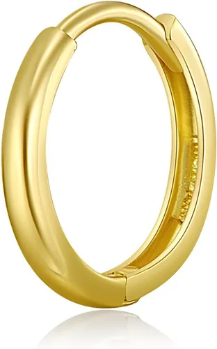 Miniatura 7 de Aretes de aro de oro amarillo real de 14 quilates, 0.079 in de grosor, 3 tamaños diferentes disponibles