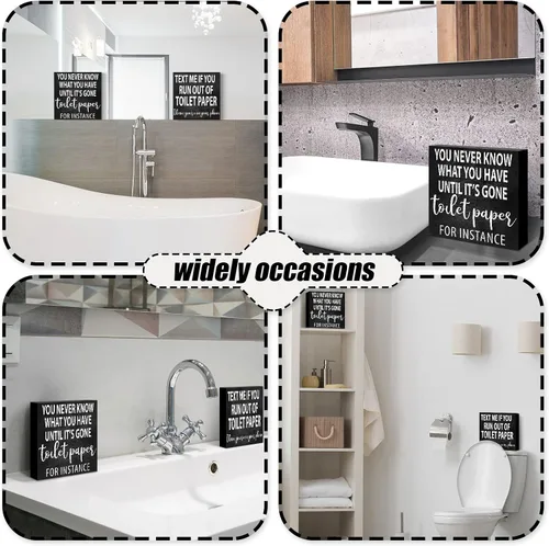 Miniatura 5 de 2 letreros divertidos de madera para decoración de baño, decoración clásica de madera, papel higiénico rústico, arte de pared de madera