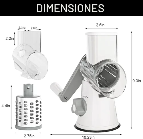 Miniatura 9 de Cambom Rallador de queso giratorio 5 en 1, triturador de queso de manivela para queso fresco, verduras, nueces, base de succión antideslizante