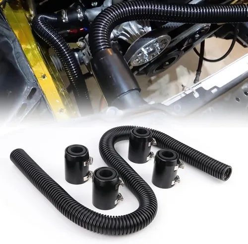 Miniatura 10 de Manguera de radiador de acero inoxidable de 36 pulgadas, adaptador universal flexible de mangueras de agua, kit de manguera de radiador de Negro