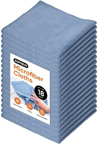 Miniatura 10 de Superio Paño de limpieza de microfibra azul para automóvil, casa, baño, paño milagroso de 16 x 16 pulgadas, sin rayas ni pelusas, sin detergente