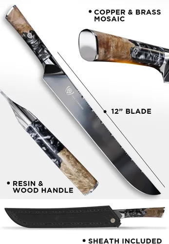 Miniatura 7 de Dalstrong Cuchillo para cortar - 12" - Serie Valhalla Ravenstone Negro con revestimiento de titanio - Acero Premium 9CR18MOV HC - Mango de Resina