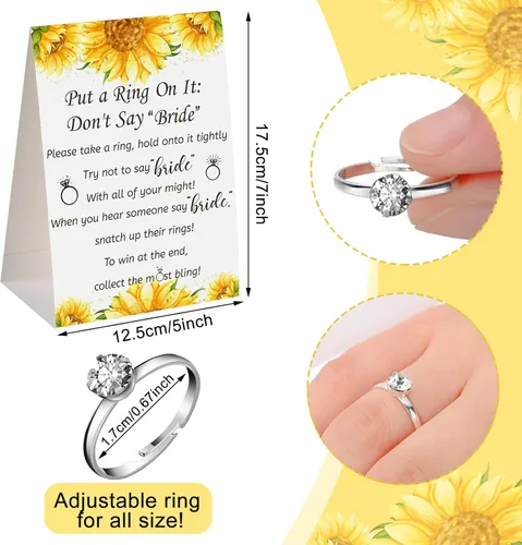 Miniatura 2 de Woanger Juego de despedida de soltera con 50 anillos falsos, temática de vegetación rústica, juegos de boda, anillos de compromiso y tarjetas