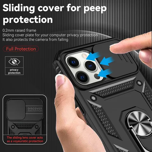 Miniatura 4 de HNHYGETE Funda para iPhone 12 Pro Max con protector de pantalla: [grado militar de 20 pies probada en caídas] Funda protectora para cámara Negro