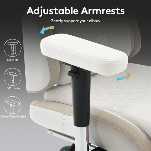 Miniatura 9 de Silla de juegos de tela transpirable, silla de oficina para computadora con reposapiés, soporte lumbar de masaje y almohadilla de gel, silla