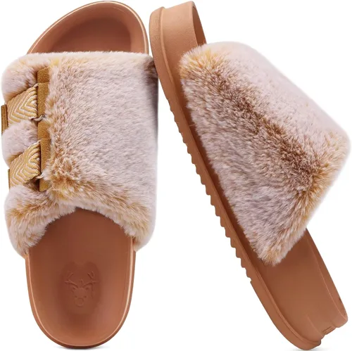 Miniatura 13 de KuaiLu Pantuflas ortopédicas para mujer con soporte de arco, sandalias acolchadas suaves para mujer, sandalias de moda con punta abierta, de piel
