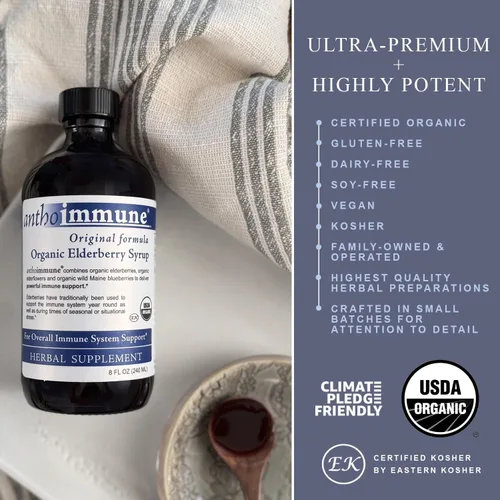 Miniatura 3 de Jarabe de saúco orgánico – Antoinmune – Suplemento de apoyo inmunológico para adultos y niños – USDA Organic, Fórmula de saúco negro ultra premium