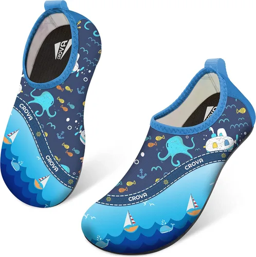 CROVA Zapatos de agua para niños pequeños, calcetines acuáticos de secado rápido, antideslizantes, zapatos deportivos para niños y niñas pequeños