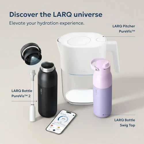 Miniatura 8 de LARQ PureVis - Jarra de agua 3 en 1, purificador, filtro y seguimiento, jarra purificadora de agua de 8 tazas con filtro avanzado para agua limpia