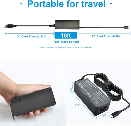Miniatura 4 de Cargador USB C de 45 W tipo C l43407-001 para HP Chromebook X360 14 14A G5 11 11A G8 G7 G6 G1 G2 EE 14-CA 11-AE 14-ca061dx 14-ca051wm 14-ca052wm