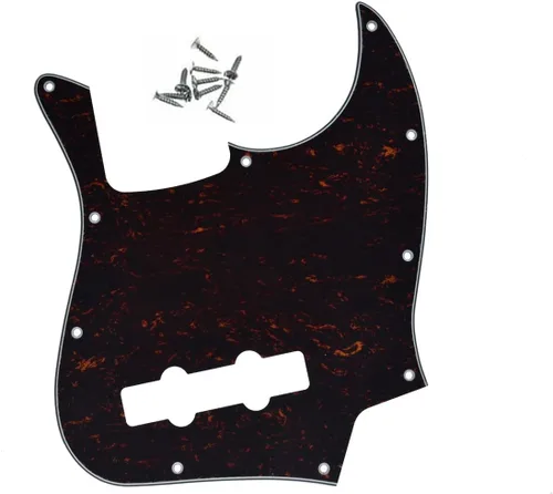Miniatura 6 de KAISH 4 String J Bass Style Pickguard Bass Pick Guard Scratch Plate para USA/México Jazz J Bass Negro/Blanco Grid
