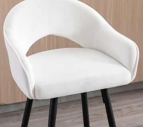 Miniatura 7 de DUOMAY Juego de 2 taburetes de bar giratorios, modernos taburetes de altura de mostrador de 26 pulgadas, silla de isla de cocina tapizada de Blanco