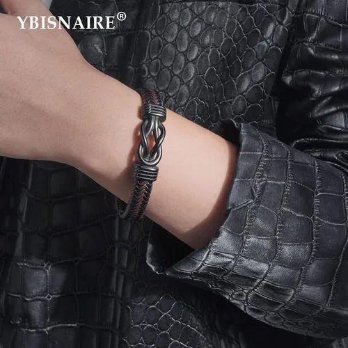 Miniatura 6 de Gifts for Men Infinity Leather Bracelet for Dad New Daddy Husband Boyfriend Son Grandson Brother Nephew Uncle Brown Braided Engraved Leather Jewelry