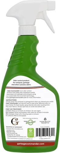 Miniatura 3 de Garbage Commander Odor Commander, botella de spray para control de olores, 22 onzas, aroma a hierba de limón, fabricada con orgullo en Canadá
