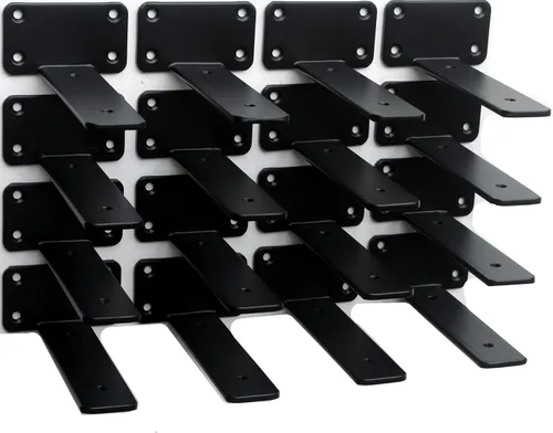 Miniatura 81 de Paquete de 2 - Soportes de estante en L ocultos negros de 4 pulgadas (1/5 pulgada de grosor) Soportes de estante flotante de hierro Soportes