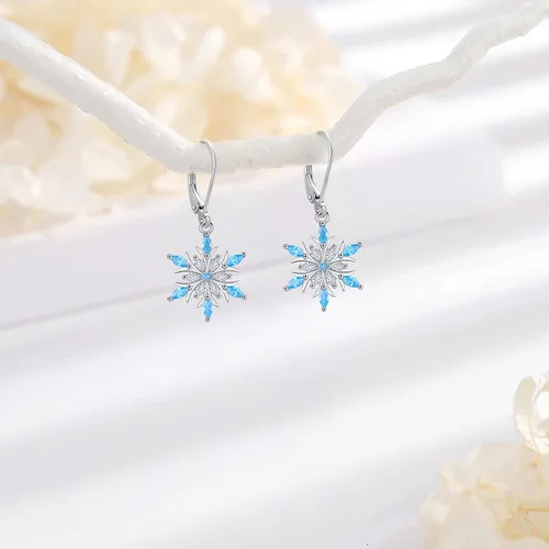 Miniatura 101 de Aretes colgantes de plata de ley con diseño de árbol de la vida, flor, abeja, animales, gato, colibrí, piedra lunar, turquesa, aretes con cierre