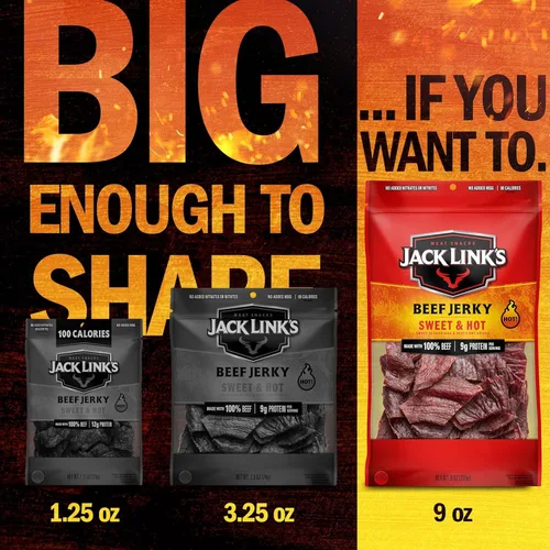 Miniatura 6 de Jack Link's Carne Seca de Res, Dulce y Picante, Bolsas Grandes de Cecina - Aperitivos de Carne Sabrosos, Aperitivos de Proteína Listos para Comer