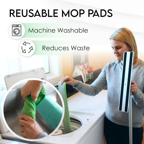 Miniatura 3 de Mopa de microfibra de aleación de aluminio. Incluye 2 almohadillas de microfibra. Para usar en seco o húmedo. Para suelos de madera, azulejos