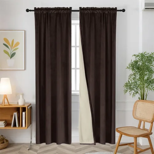 Miniatura 42 de SMILETIME - Cortinas de terciopelo blanco con bolsillo para barra, aisladas térmicamente, suaves, con filtro de luz y privacidad, para dormitorio