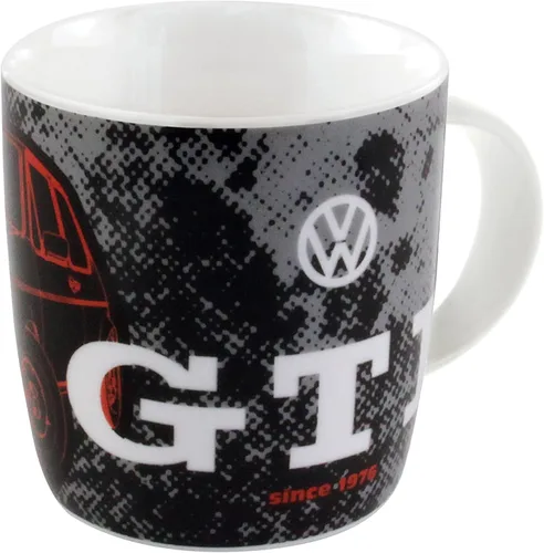 BRISA VW Collection - Taza de cerámica para café, té y capuchino, diseño GTI Golf (12.5 fl oz/12.5 fl oz/GTI frontal/negro)