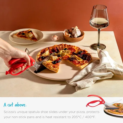 Miniatura 6 de Dreamfarm Scizza Tijeras de pizza 2 en 1 fáciles y ergonómicas con cuchillas de acero inoxidable y servidor de rebanadas antiadherente, color negro
