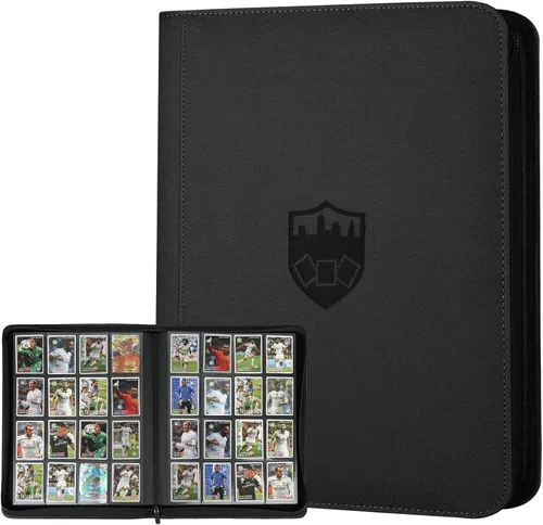 Miniatura 40 de GERMUN Carpeta de tarjetas de poliuretano, 16 bolsillos, carpetas de soporte premium para más de 1000 tarjetas, álbum de bolsillo de doble cara