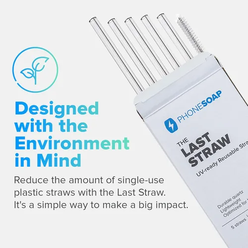 Miniatura 8 de PhoneSoap Last Straw - Pajitas reutilizables de 12 pulgadas de largo para bebidas frías y calientes, cuarzo transparente, aptas para lavavajillas