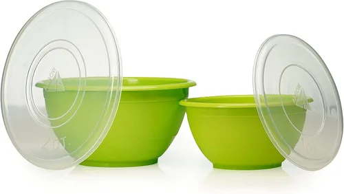 Miniatura 4 de Stephanie Imports Juego de 6 cuencos de plástico hechos en Estados Unidos con tapas transparentes (sin BPA y aptos para lavavajillas), color azul